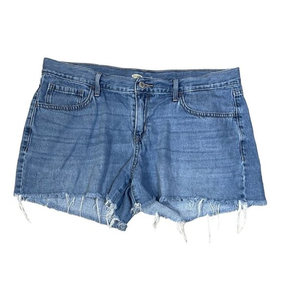 Old Navy Denim Jean Shorts Medium Wash Raw Hem Size 12 - Picture 1 of 7